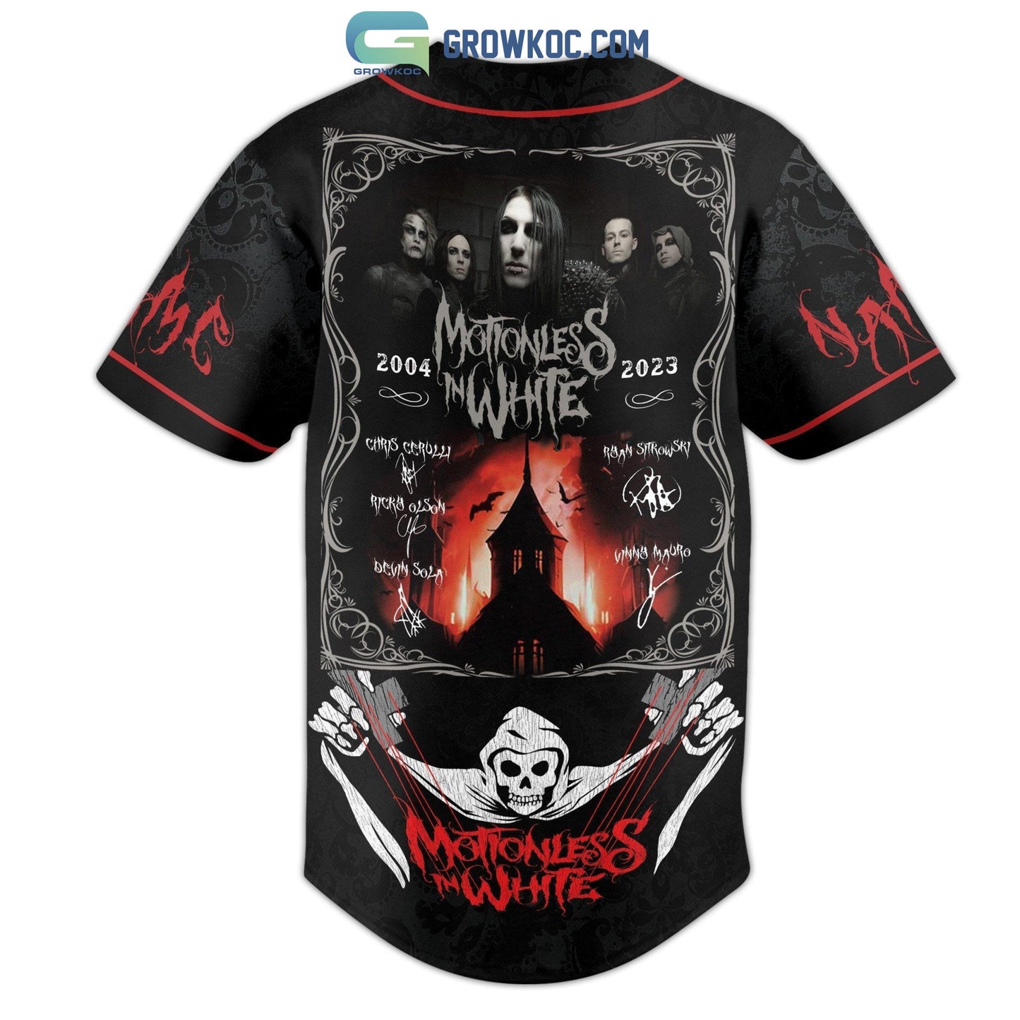 Motionless In White The Dark Horizon Tour 2023 Personalized Baseball Jersey baseball jersey product view 3