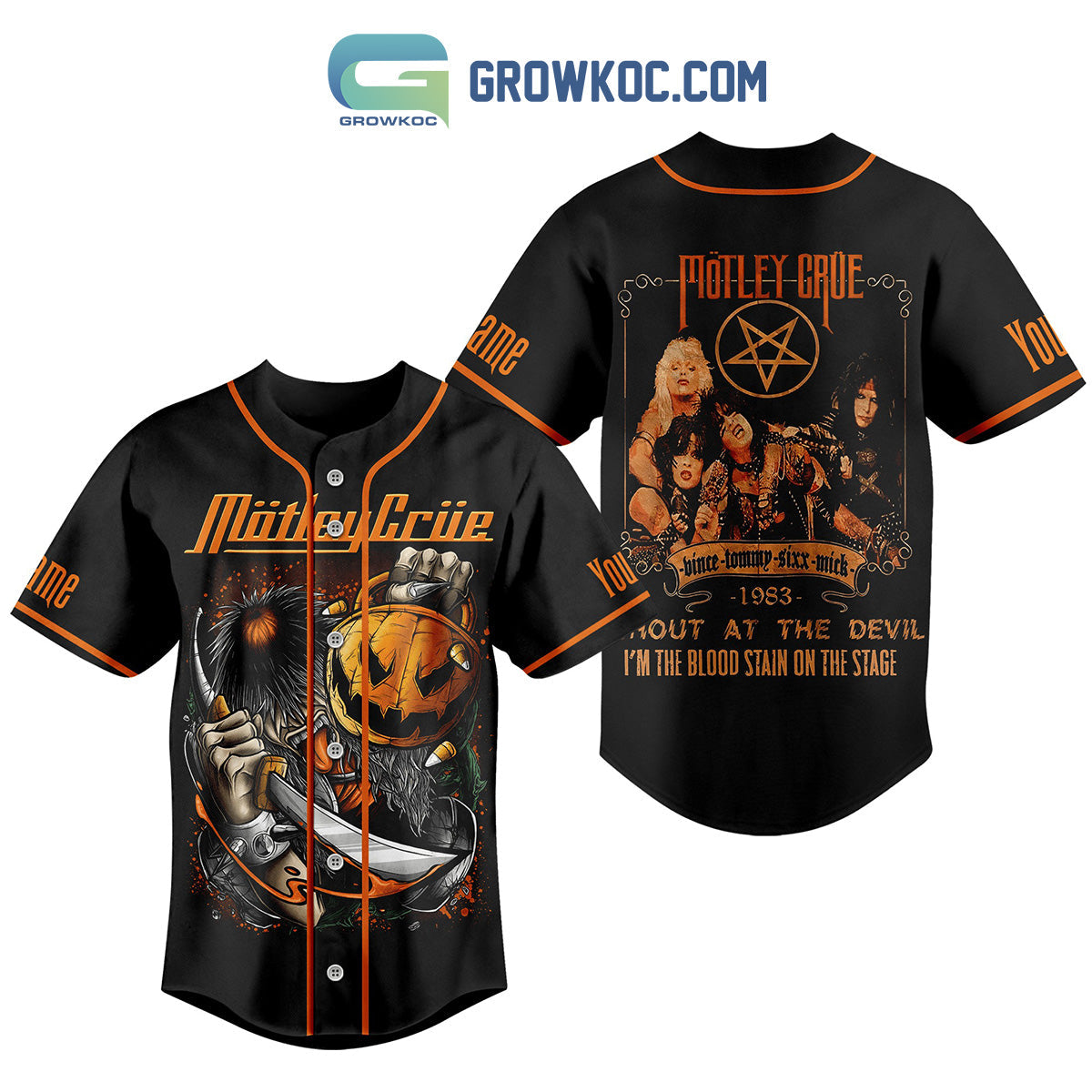 Motley Crue 1983 Shout At The Devil I’m The Blood Stain On The Stage Personalized Baseball Jersey baseball jersey product view 1