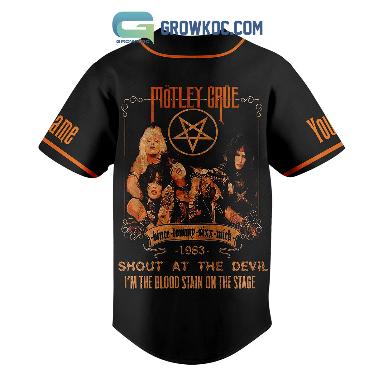 Motley Crue 1983 Shout At The Devil I’m The Blood Stain On The Stage Personalized Baseball Jersey baseball jersey product view 3