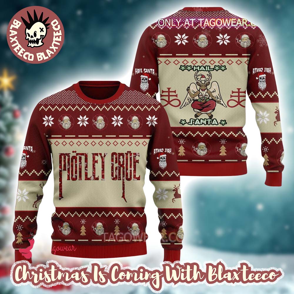 Motley Crue Hail Santa Xmas Holiday Gift For Fans Ugly Christmas Sweater Unisex T-shirt, Sweatshirt, Hoodie, Long Sleeve Tee - T-Shirt, Sweatshirt, Hoodie