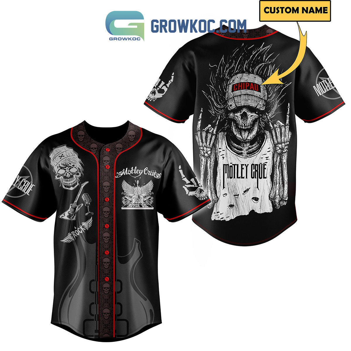 Motley Crue Heavy Metal Personalized Baseball Jersey baseball jersey product view 3