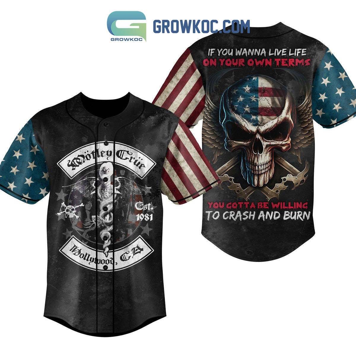 Motley Crue You Gotta Be Willing To Crash And Burn Personalized Baseball Jersey baseball jersey product view 1