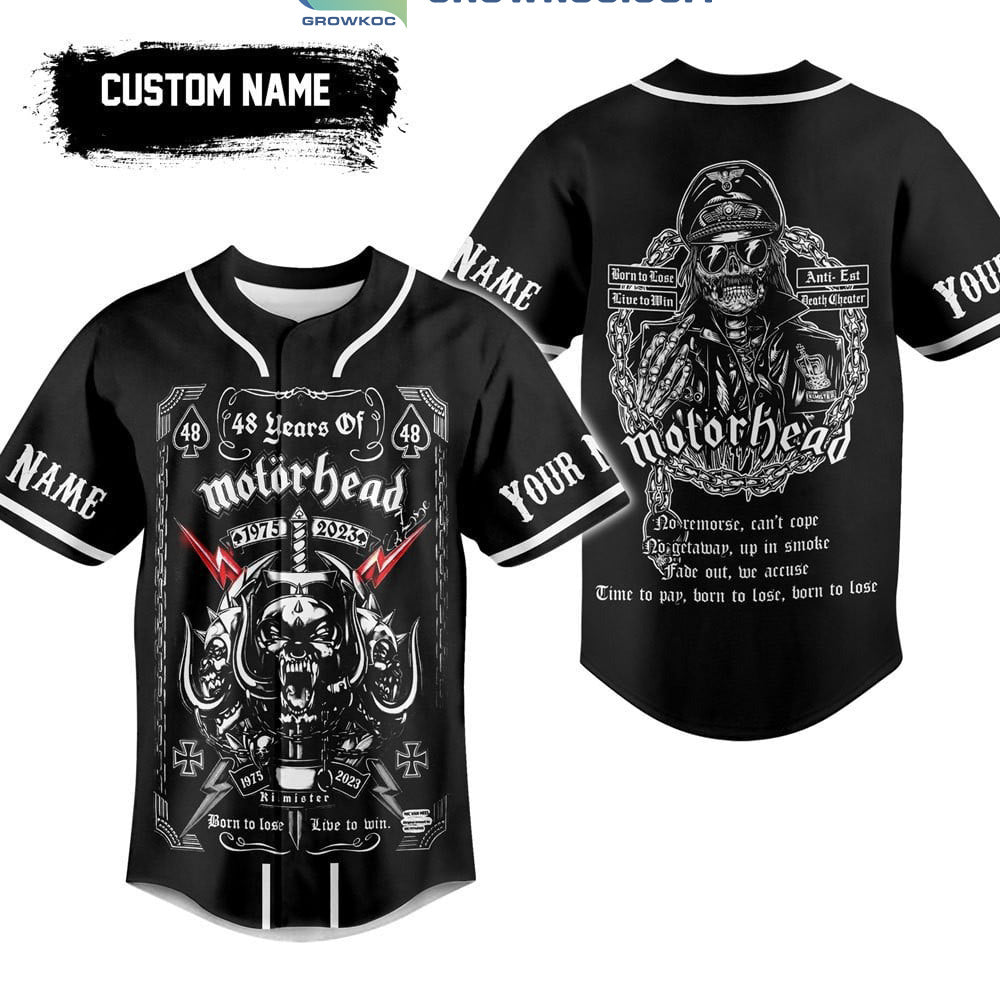 Motor Head 48 Years Of 1975 2023 Born To Lose Live To Win Personalized Baseball Jersey baseball jersey product view 1