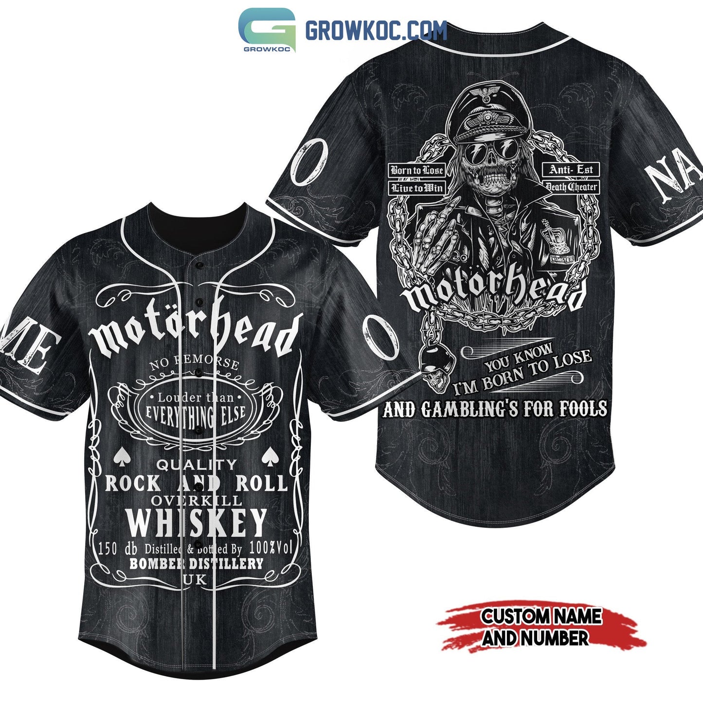 Motor Head You Know I’m Born To Lose And Gambling’s For Fools Personalized Baseball Jersey baseball jersey product view 2
