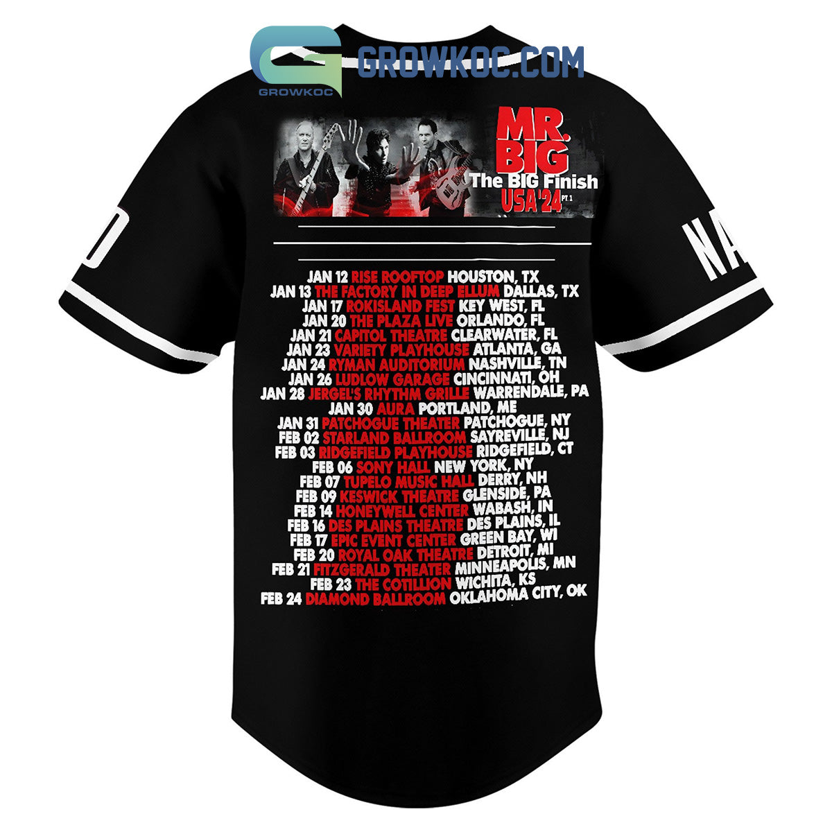 Mr. Big The Big Finish USA 24 Tour Personalized Baseball Jersey baseball jersey product view 2