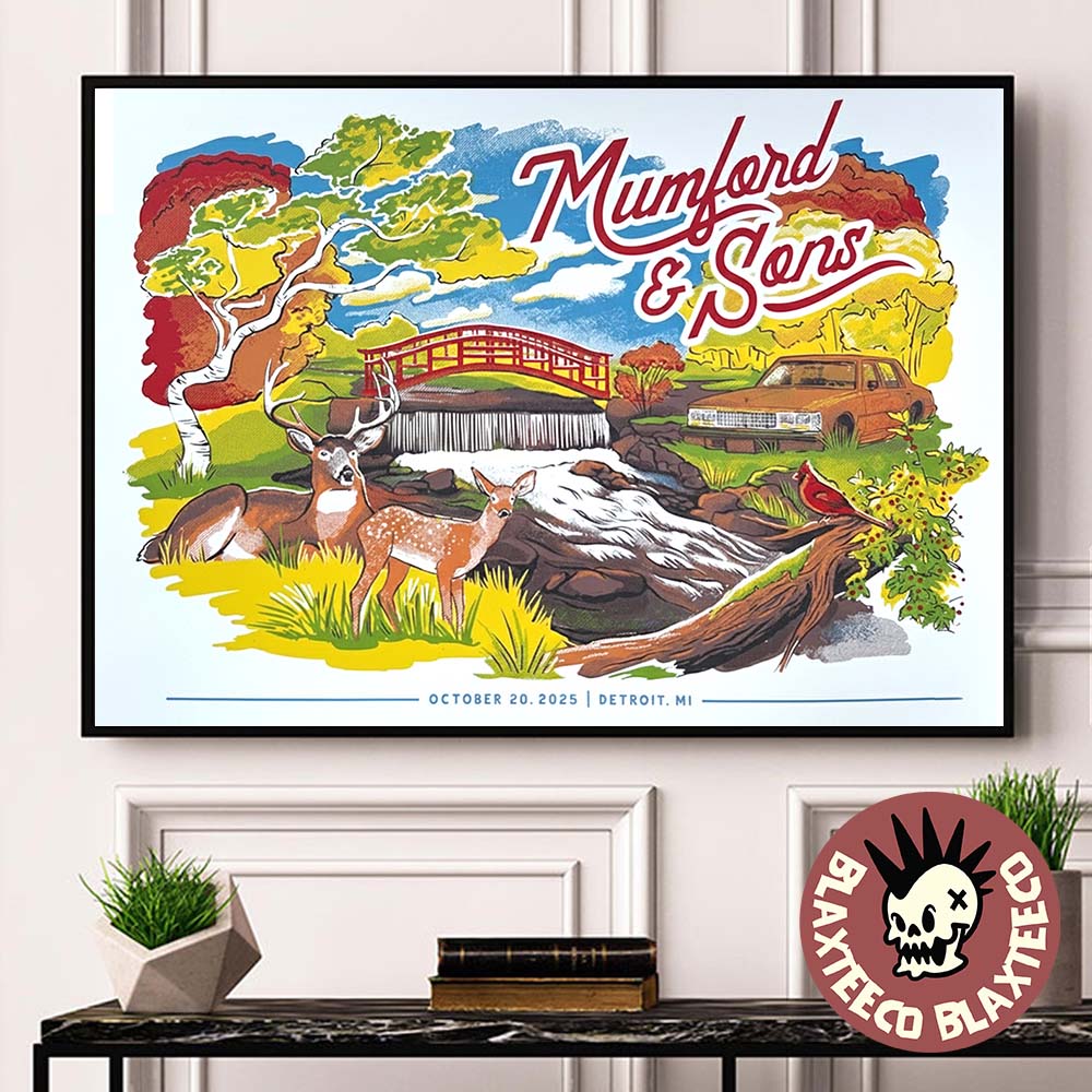 Mumford And Sons Detroit Michigan 2025 Poster At Motor City On October 20 2025 Home Decor Poster Canvas - T-Shirt, Sweatshirt, Hoodie