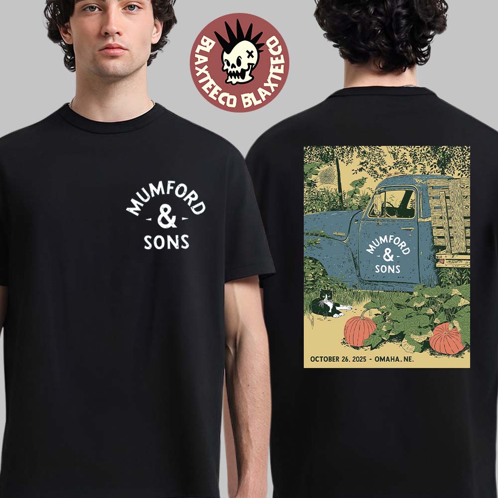Mumford And Sons Omaha Nebraska 2025 Event Poster On October 26 2025 Two Sided T-Shirt Unisex T-shirt, Sweatshirt, Hoodie, Long Sleeve Tee - T-Shirt, Sweatshirt, Hoodie
