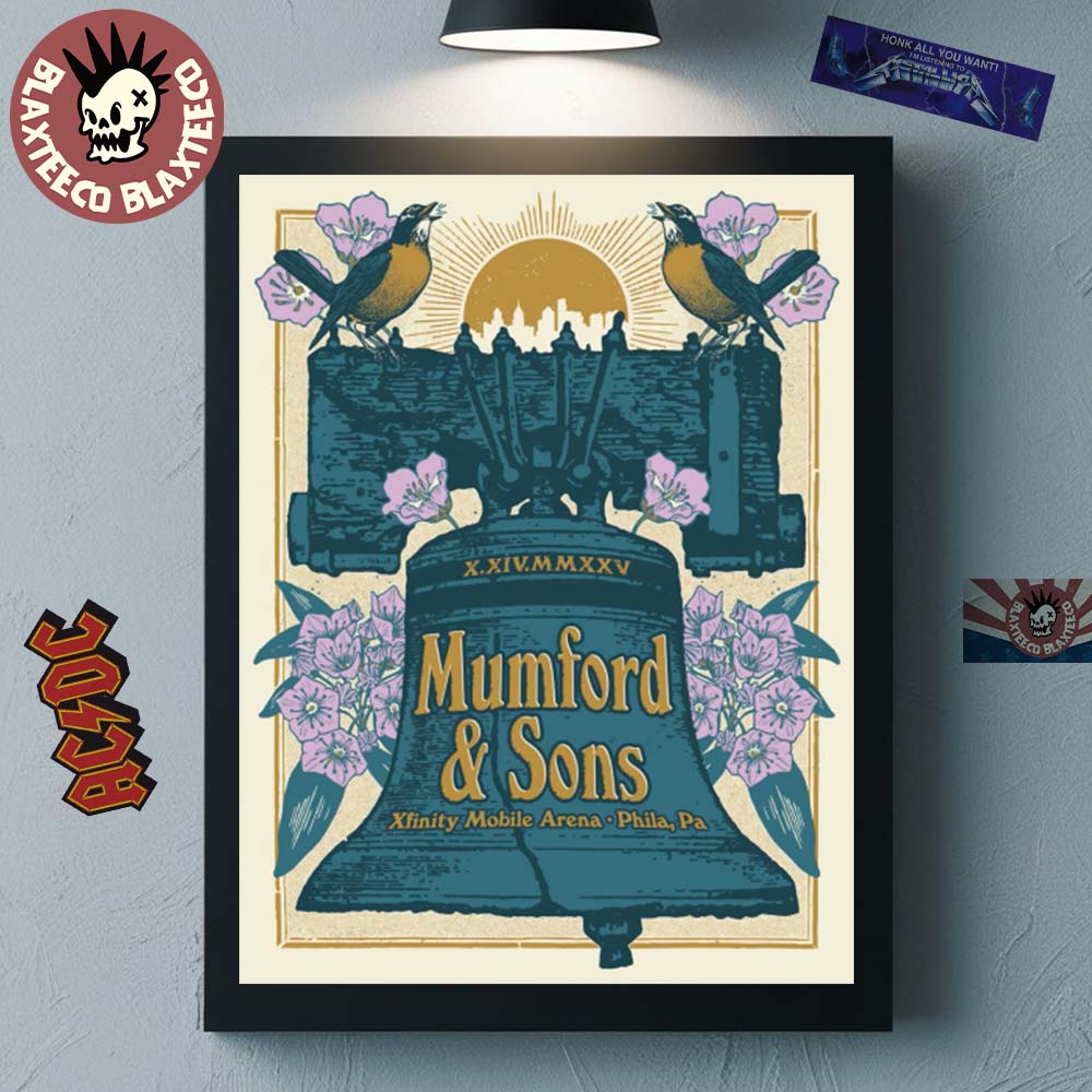 Mumford And Sons Philadelphia PA 2025 Event Poster At Xfinity Mobile Arena On October 14 2025 Signature City Bell Art Home Decor Poster Canvas - T-Shirt, Sweatshirt, Hoodie