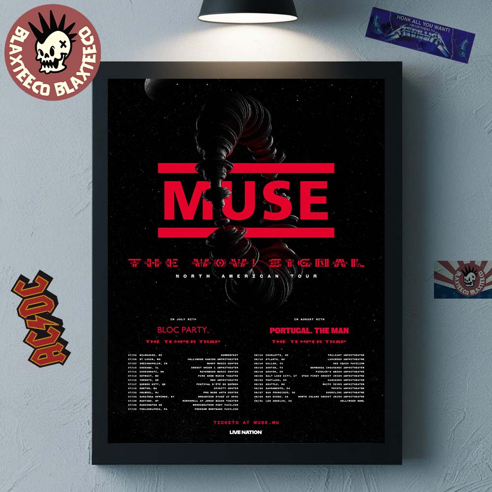 Muse The WOW Signal North American Tour 2026 Schedule Dates Home Decor Poster Canvas Unisex T-shirt, Sweatshirt, Hoodie, Long Sleeve Tee - T-Shirt, Sweatshirt, Hoodie