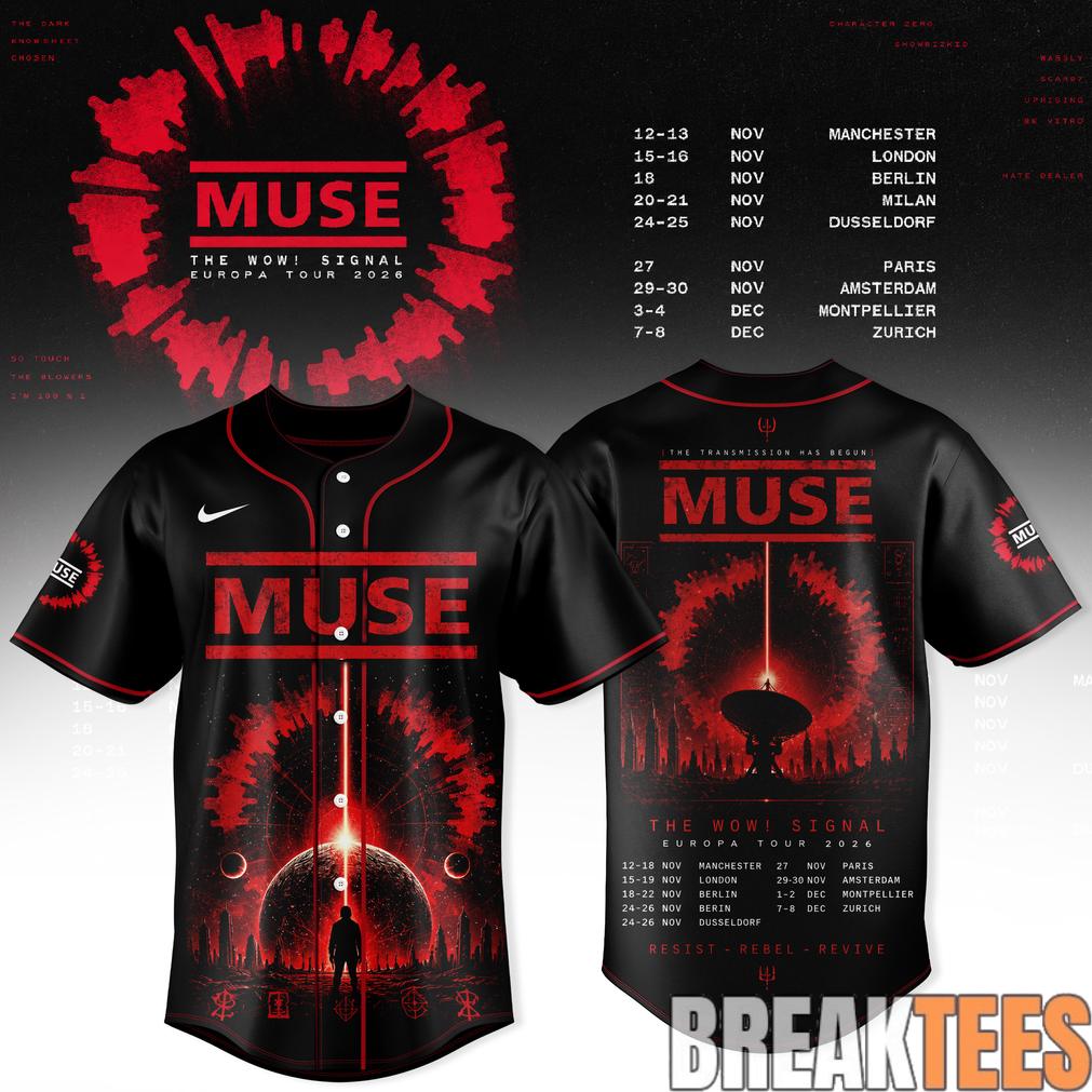 Muse  The Wow! Signal Europa Tour 2026 Baseball Jersey Unisex T-shirt, Sweatshirt, Hoodie, Long Sleeve Tee - T-Shirt, Sweatshirt, Hoodie