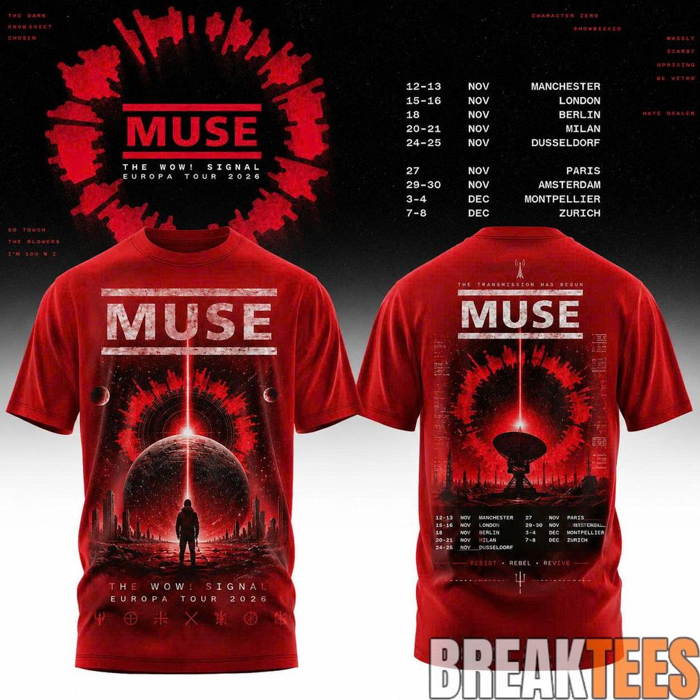 Muse  The Wow! Signal Europa Tour 2026 Tee Unisex T-shirt, Sweatshirt, Hoodie, Long Sleeve Tee - T-Shirt, Sweatshirt, Hoodie