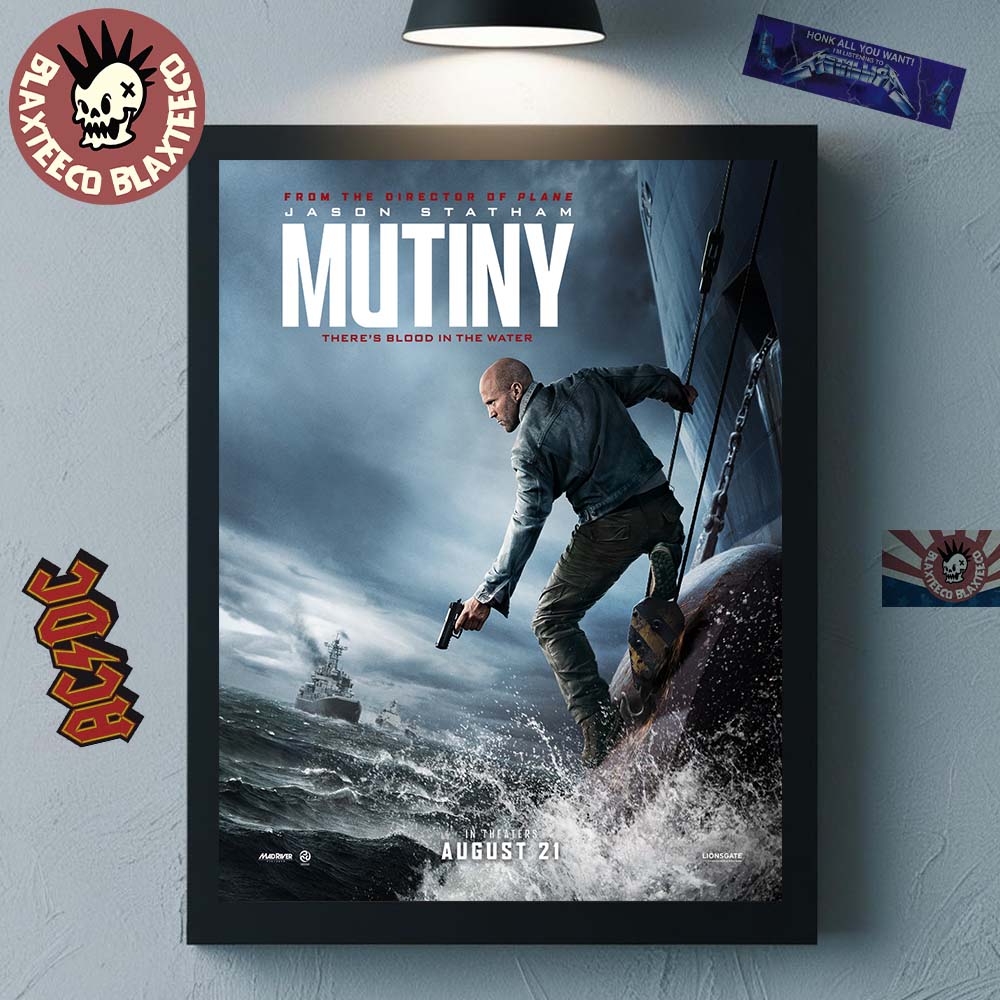 Mutiny Theres Blood In The Water Starring Jason Statham Official Movie Poster Canvas For Home Decor - T-Shirt, Sweatshirt, Hoodie
