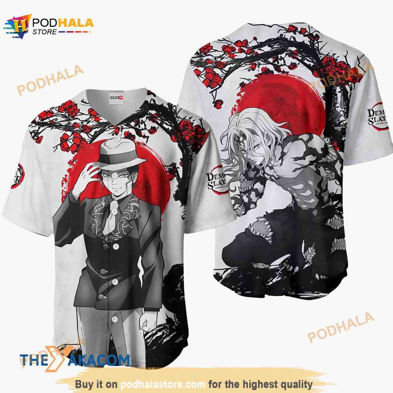 Muzan Kibutsuji Kimetsu Anime Japan Style 3D Baseball Jersey Shirt baseball jersey product view 1