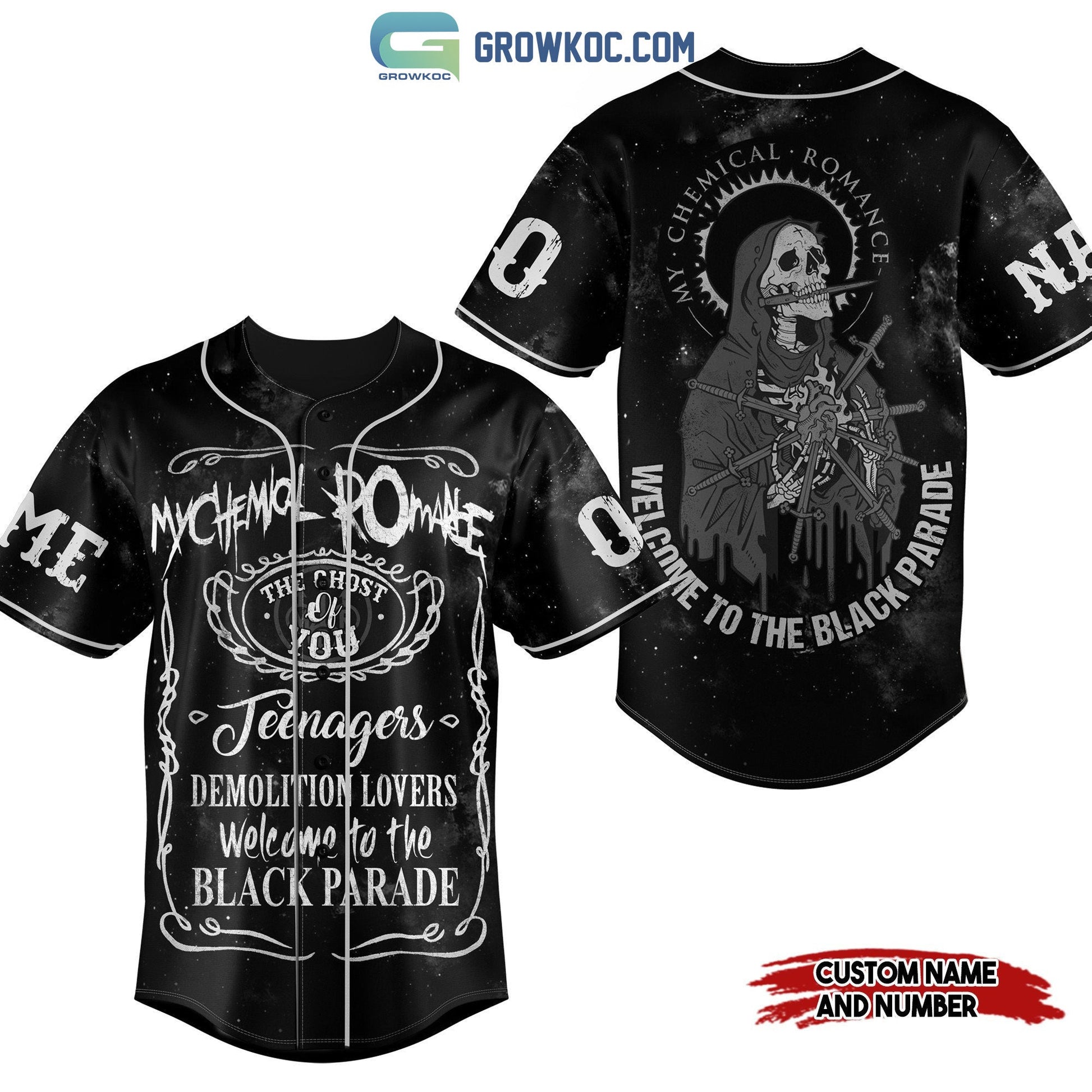 My Chemical Romance Welcome To The Black Parade Personalized Baseball Jersey baseball jersey product view 1