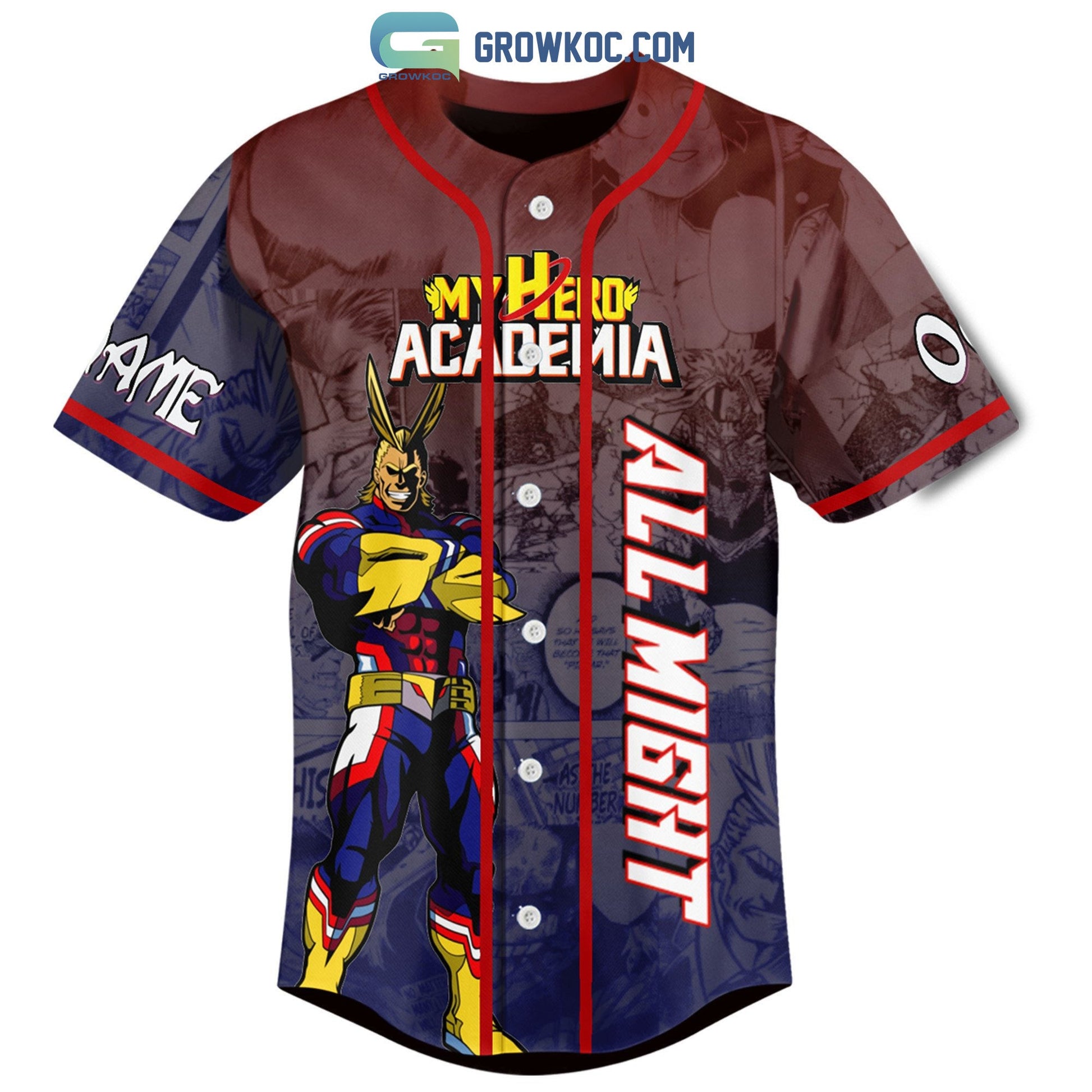My Hero Academia All Might Personalized Baseball Jersey baseball jersey product view 2