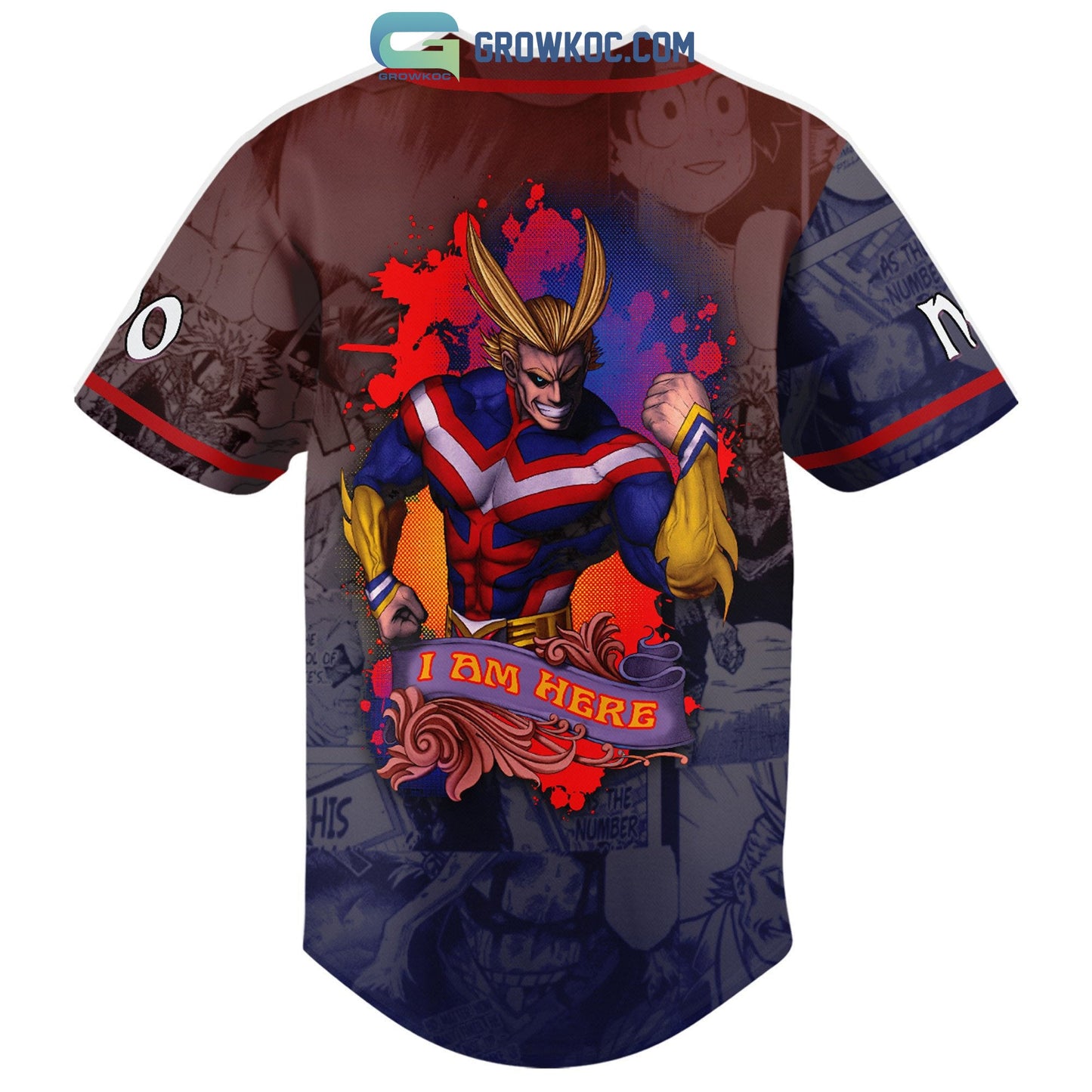 My Hero Academia All Might Personalized Baseball Jersey baseball jersey product view 3