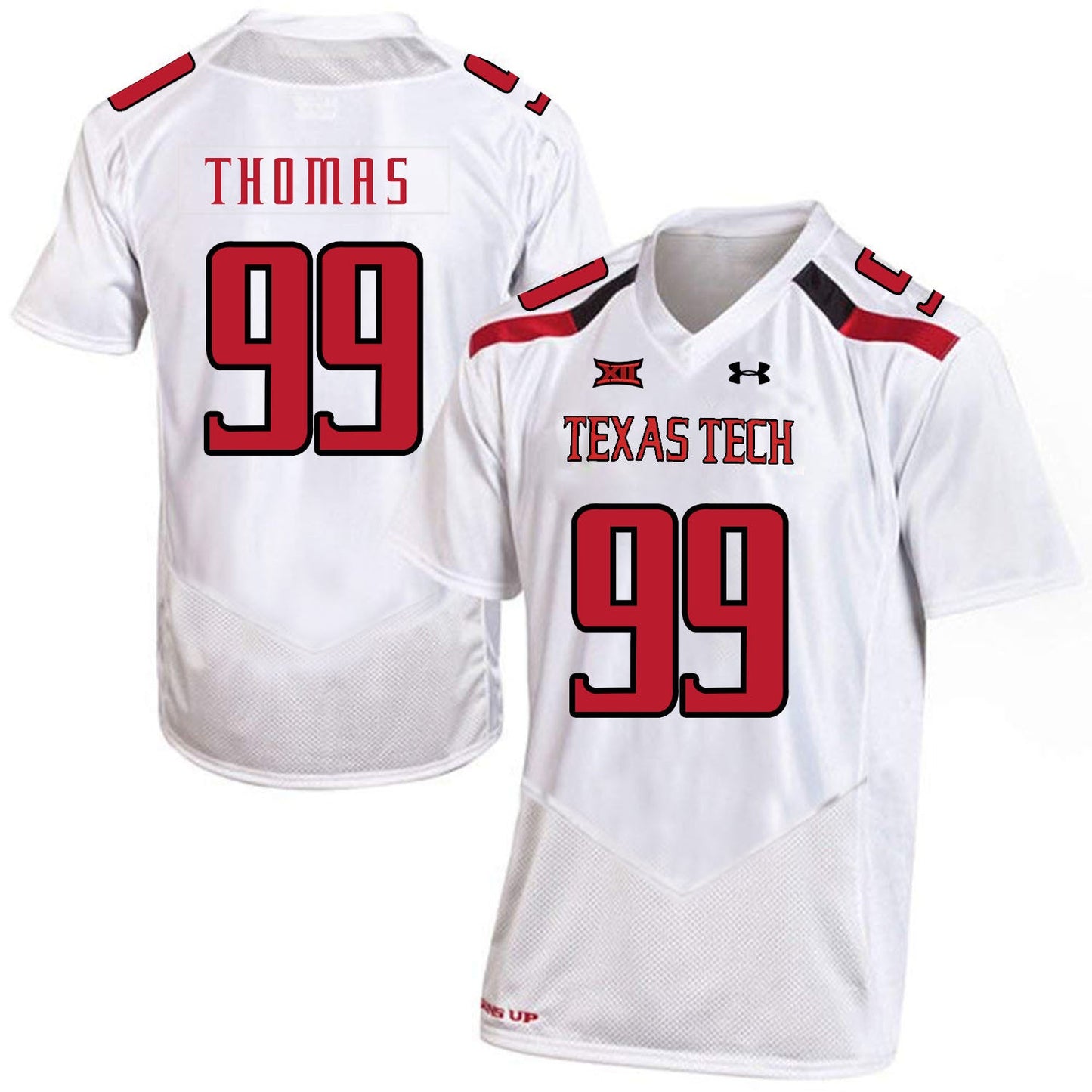 Mychealon Thomas 99 White College Football Jersey football jersey product view 1