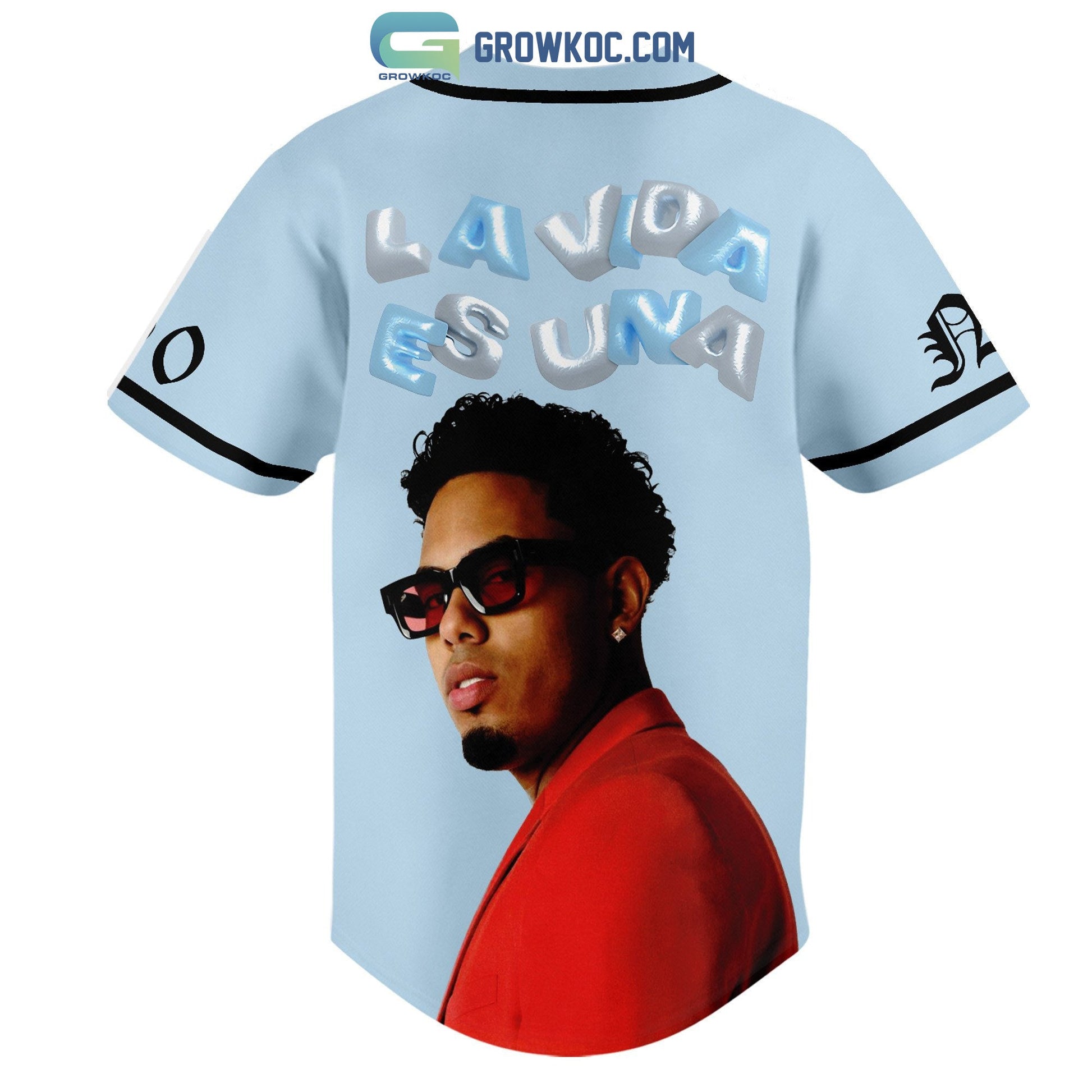 Myke Towers La Vida Es Una Personalized Baseball Jersey baseball jersey product view 3