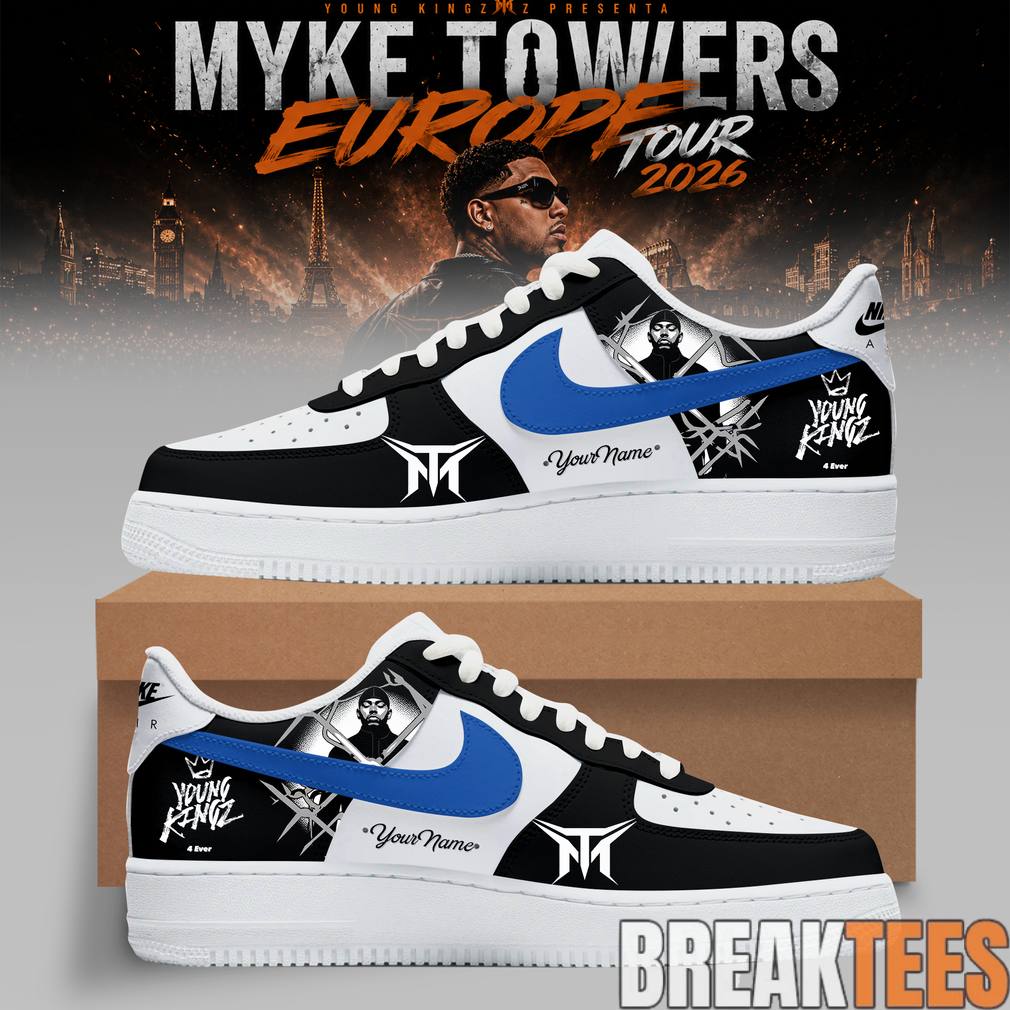 Myke Towers Young Kingz World Tour 2026 Custom Air Force 1 Sneaker Unisex T-shirt, Sweatshirt, Hoodie, Long Sleeve Tee - T-Shirt, Sweatshirt, Hoodie