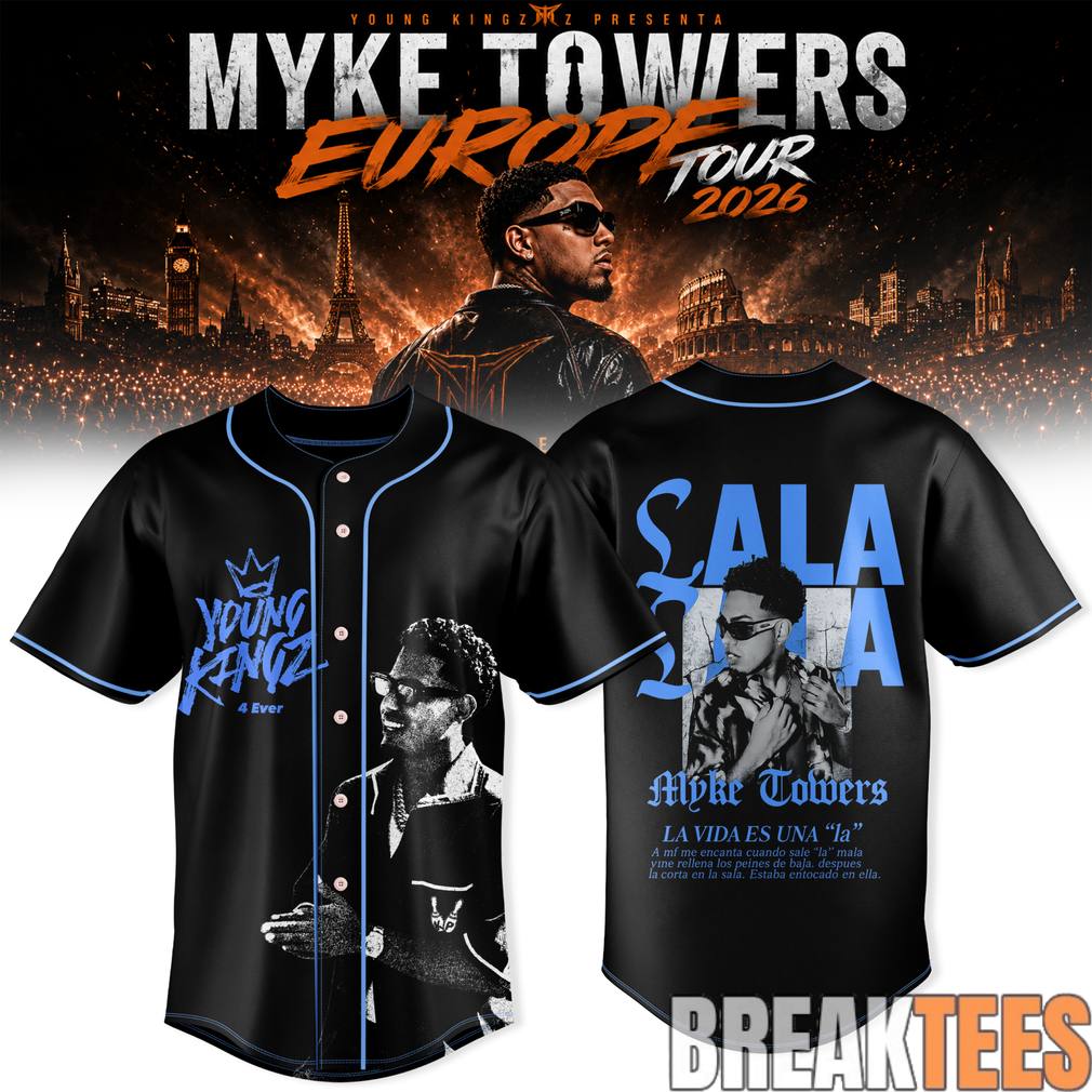 Myke Towers Young Kingz World Tour Baseball Jersey Unisex T-shirt, Sweatshirt, Hoodie, Long Sleeve Tee - T-Shirt, Sweatshirt, Hoodie