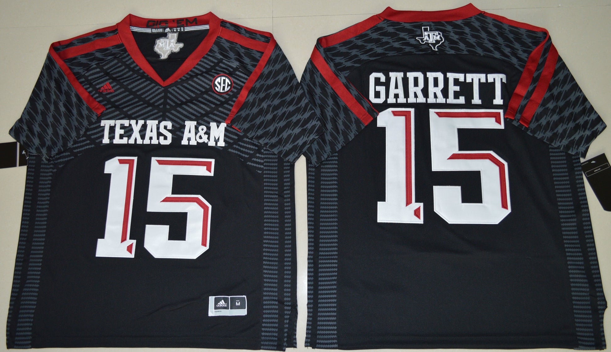 Myles Garrett 15 Black College Football Jersey football jersey product view 1