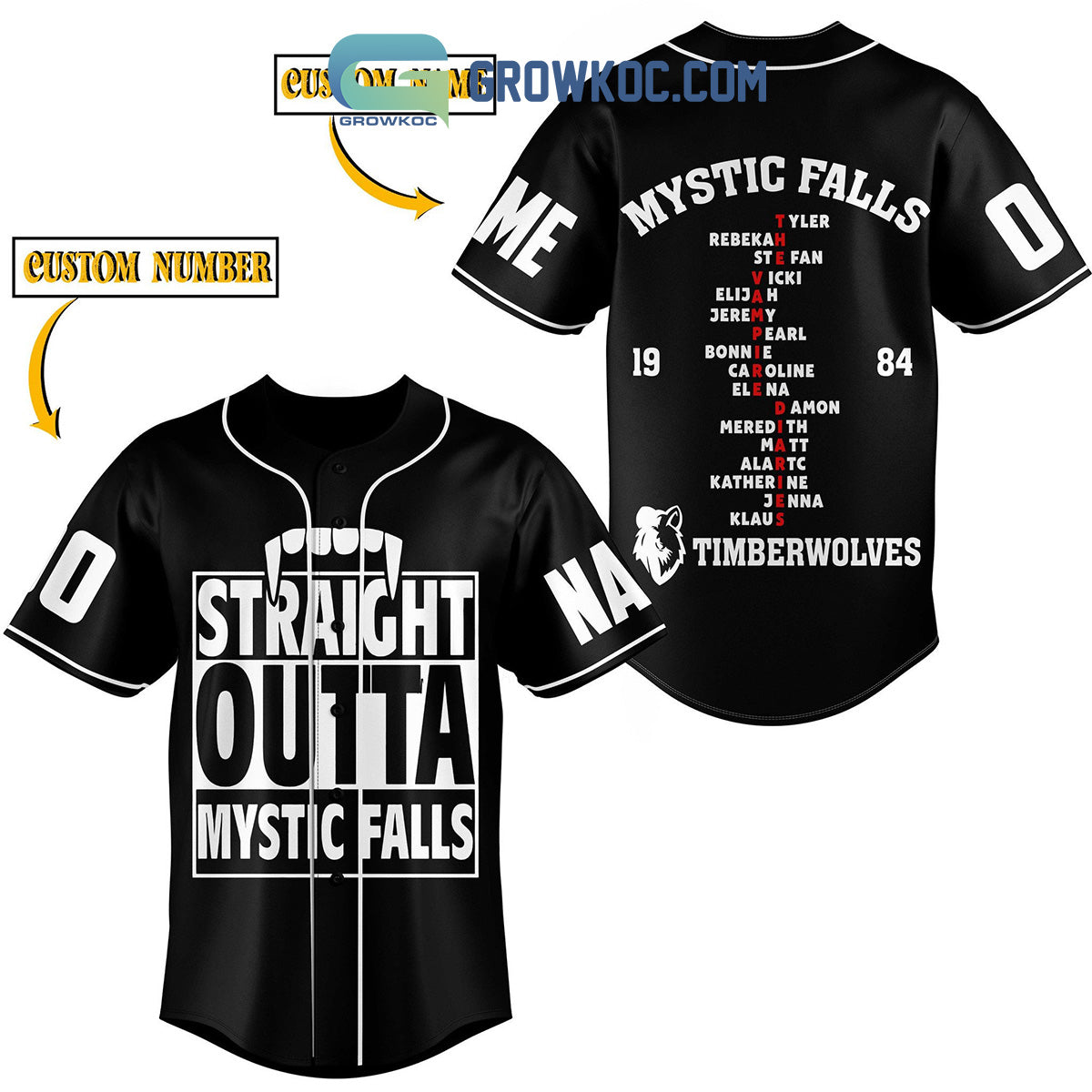 Mystic Falls Straight Outta Personalized Baseball Jersey baseball jersey product view 1