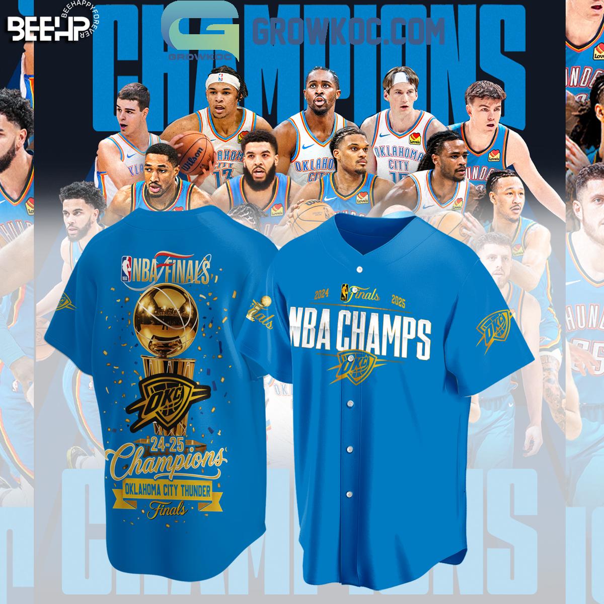 NBA Finals 2025 Champions Oklahoma City Thunder Baseball Jersey baseball jersey product view 1