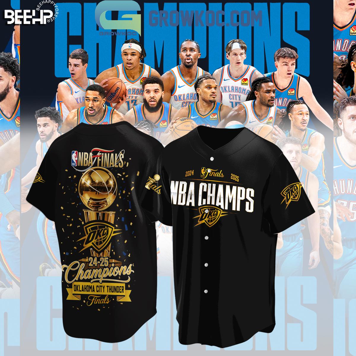 NBA Finals 2025 Champions Oklahoma City Thunder Baseball Jersey baseball jersey product view 2