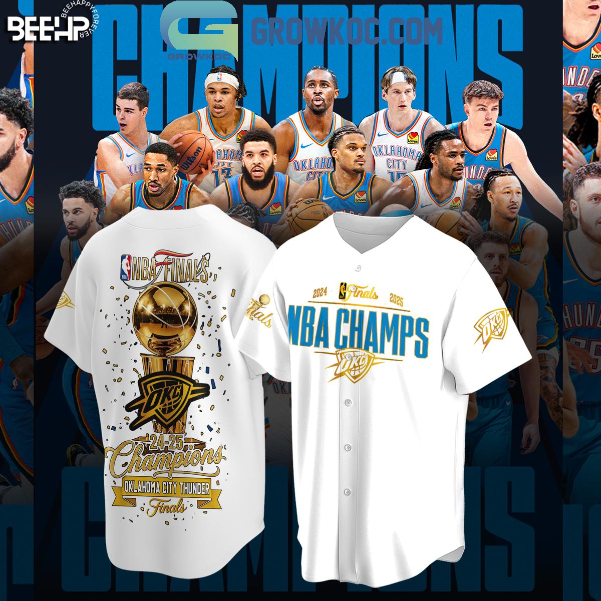 NBA Finals 2025 Champions Oklahoma City Thunder Baseball Jersey baseball jersey product view 3