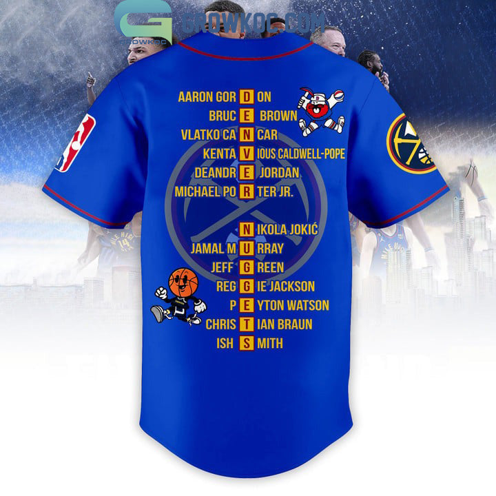 NBA Finals Champions Denver Nuggets Murray Jokic Porter Jr Blue Design Baseball Jersey baseball jersey product view 1