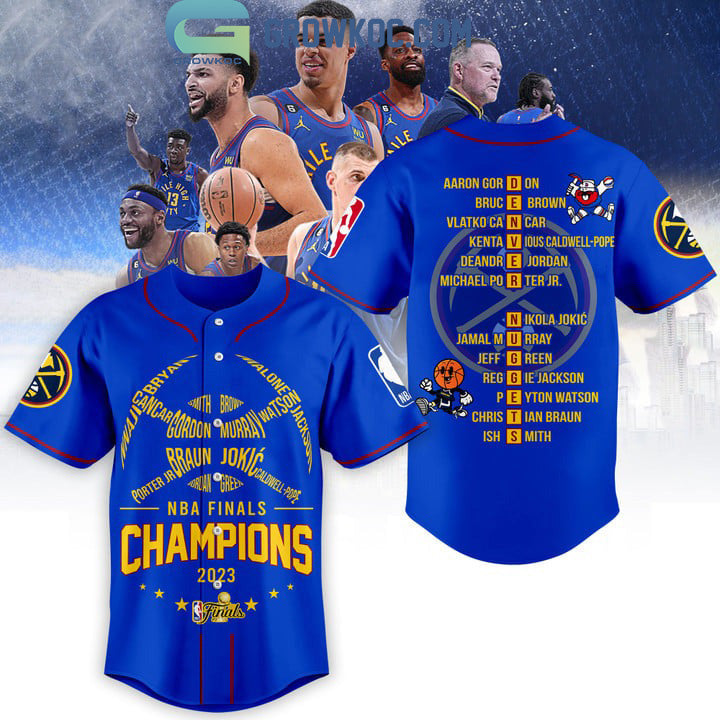 NBA Finals Champions Denver Nuggets Murray Jokic Porter Jr Blue Design Baseball Jersey baseball jersey product view 2