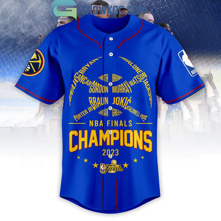 NBA Finals Champions Denver Nuggets Murray Jokic Porter Jr Blue Design Baseball Jersey baseball jersey product view 3
