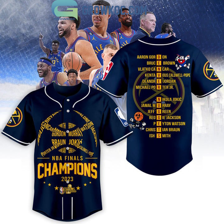 NBA Finals Champions Denver Nuggets Murray Jokic Porter Jr Midnight Blue Design Baseball Jersey baseball jersey product view 2