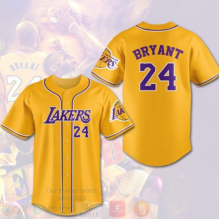 FASHION NBA Los Angeles Lakers Kobe Bryant 24 Baseball Jerseys Botton Shirt baseball jersey product view 1