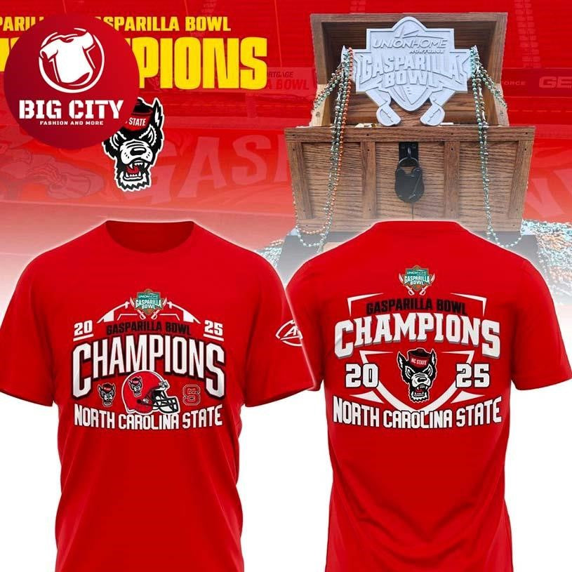 NC State Wolfpack 2025 Gasparilla Bowl Champs Two Sided Shirt Unisex T-shirt, Sweatshirt, Hoodie, Long Sleeve Tee - T-Shirt, Sweatshirt, Hoodie