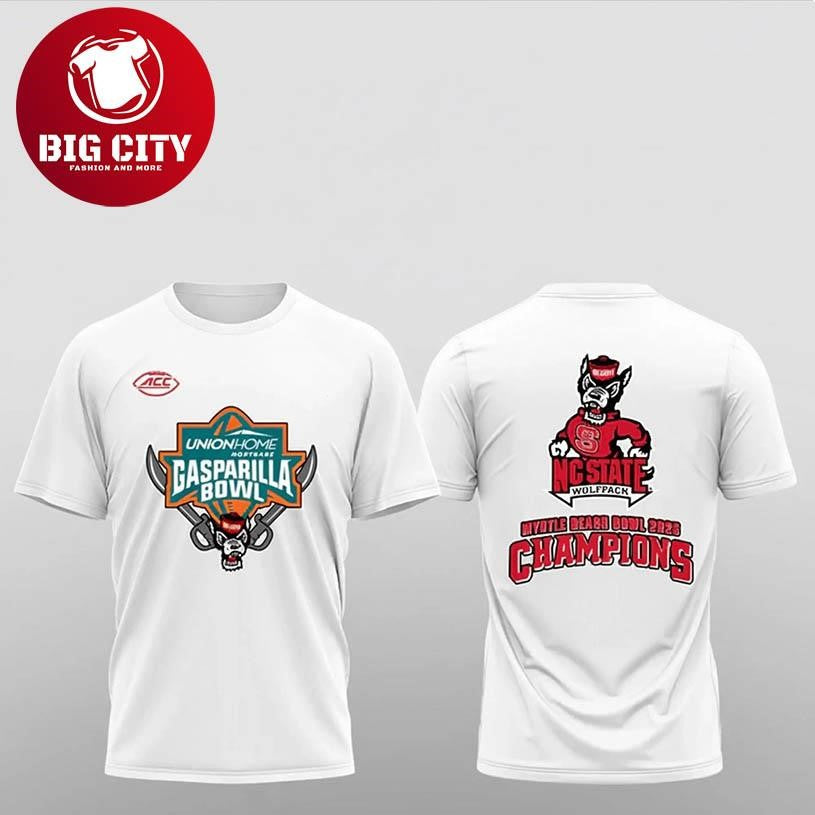 NC State Wolfpack Gasparilla Bowl Myrtle Beach Bowl Champions 2025 Two Sided Shirt Unisex T-shirt, Sweatshirt, Hoodie, Long Sleeve Tee - T-Shirt, Sweatshirt, Hoodie
