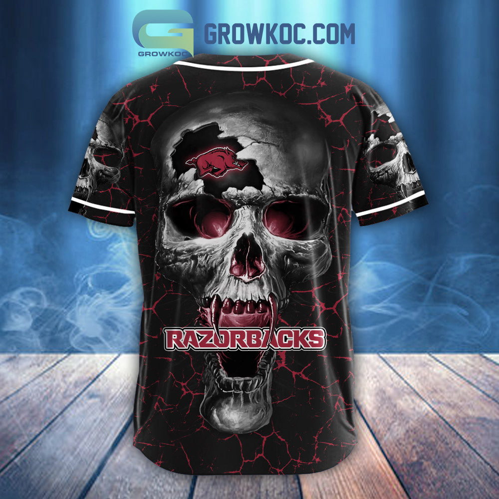 NCAA Arkansas Razorbacks Personalized Skull Design Baseball Jersey baseball jersey product view 3