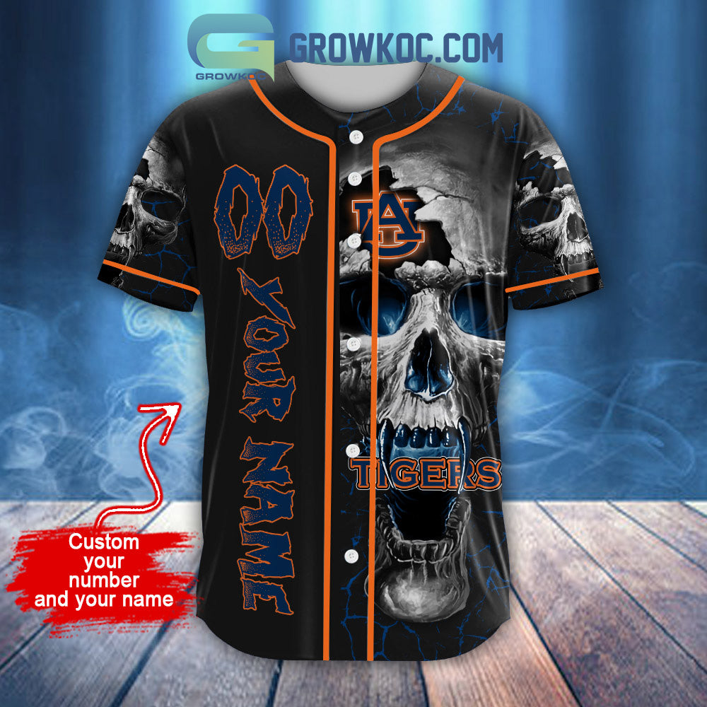 NCAA Auburn Tigers Personalized Skull Design Baseball Jersey baseball jersey product view 2