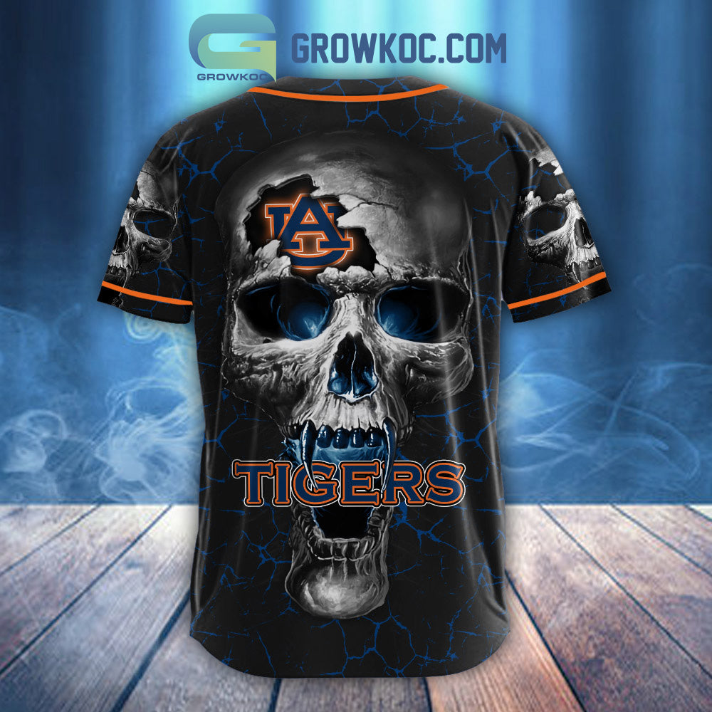 NCAA Auburn Tigers Personalized Skull Design Baseball Jersey baseball jersey product view 3