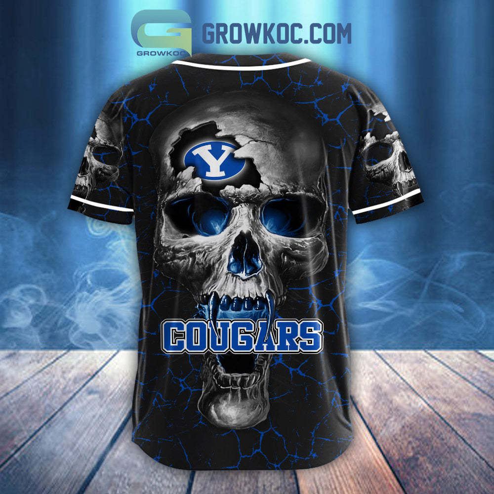 NCAA BYU Cougars Personalized Skull Design Baseball Jersey baseball jersey product view 3