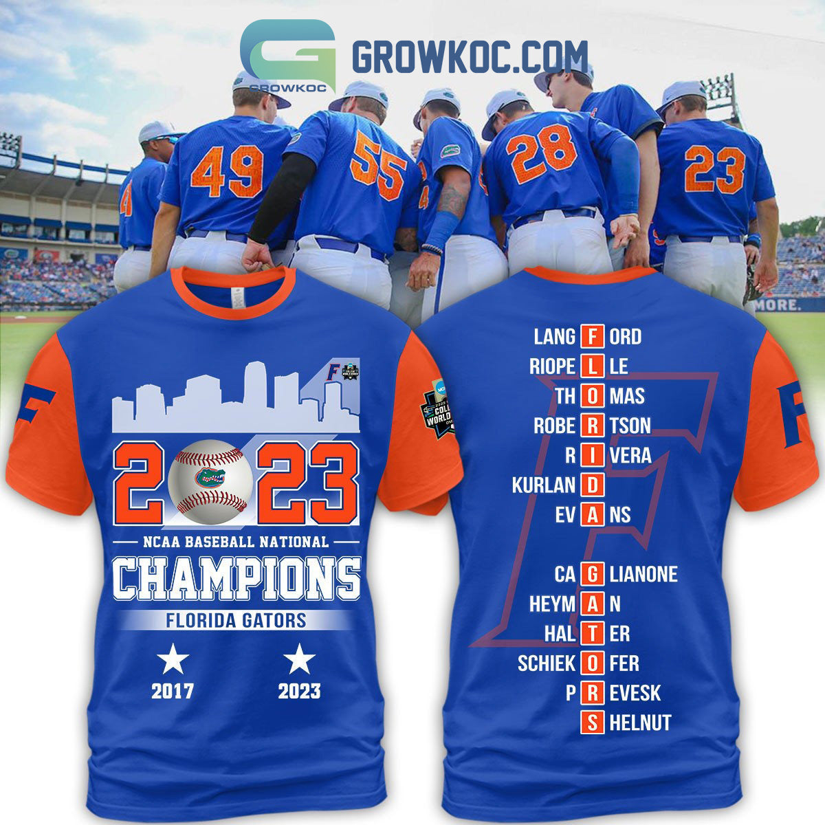NCAA Baseball National Champions Florida Gators 2023 Baseball Jersey baseball jersey product view 3