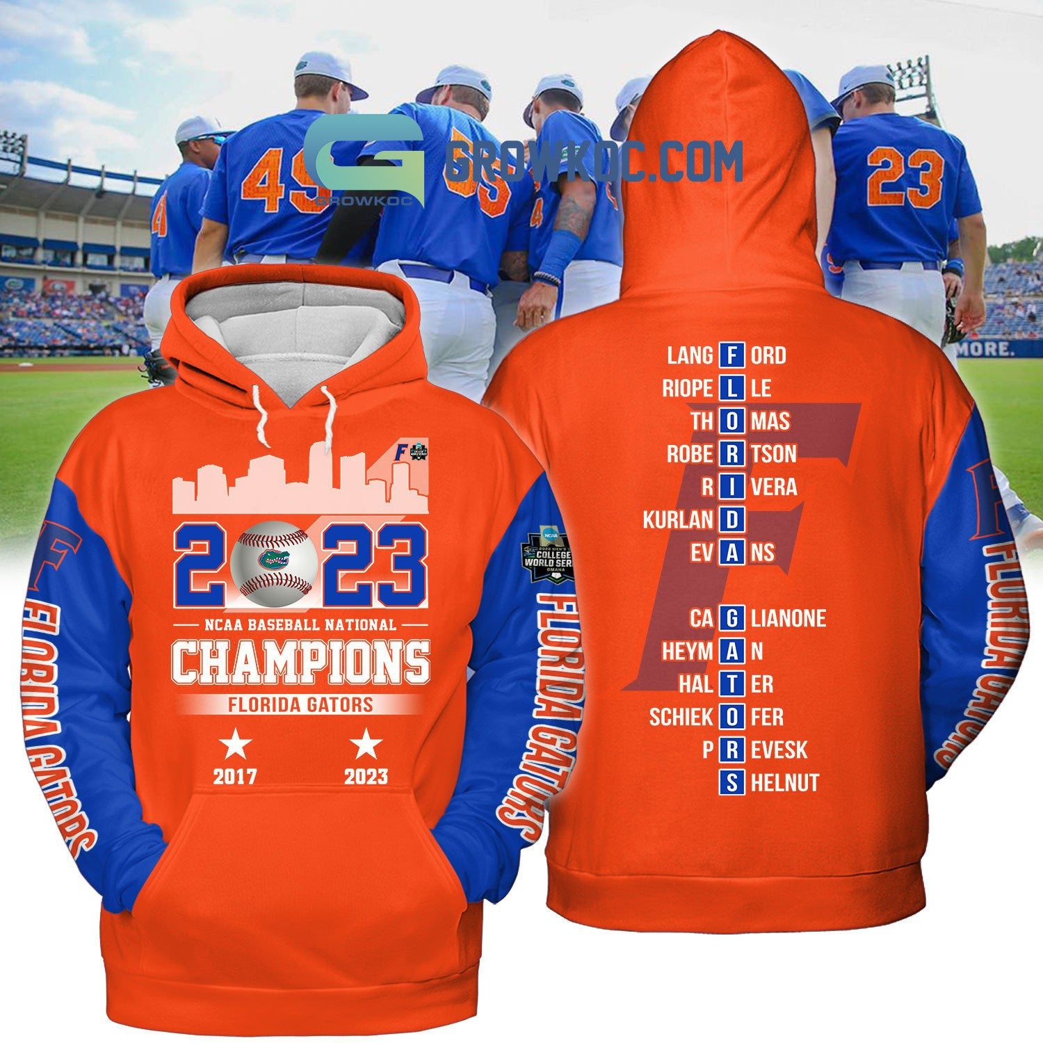 NCAA Baseball National Champions Florida Gators 2023 Baseball Jersey baseball jersey product view 5