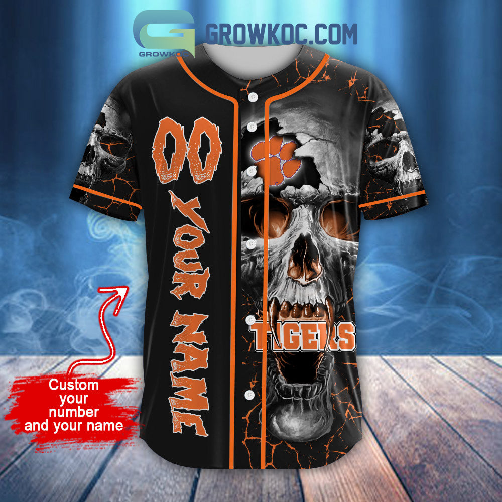 NCAA Clemson Tigers Personalized Skull Design Baseball Jersey baseball jersey product view 2