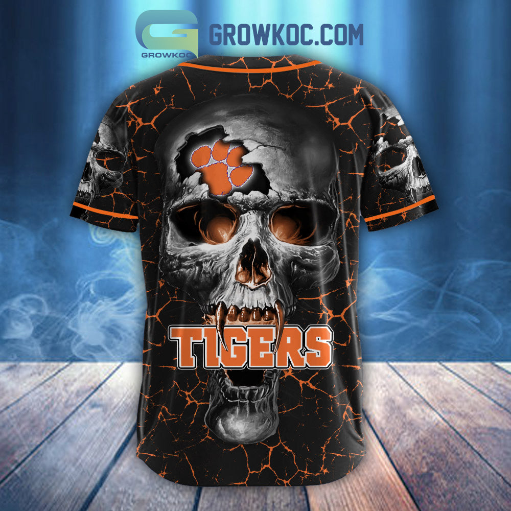 NCAA Clemson Tigers Personalized Skull Design Baseball Jersey baseball jersey product view 3
