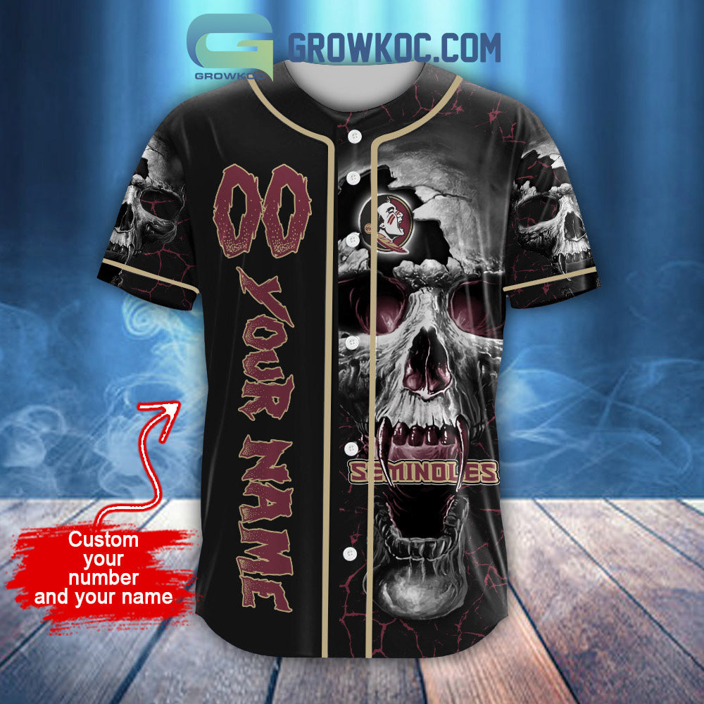 NCAA Florida State Seminoles Personalized Skull Design Baseball Jersey baseball jersey product view 2