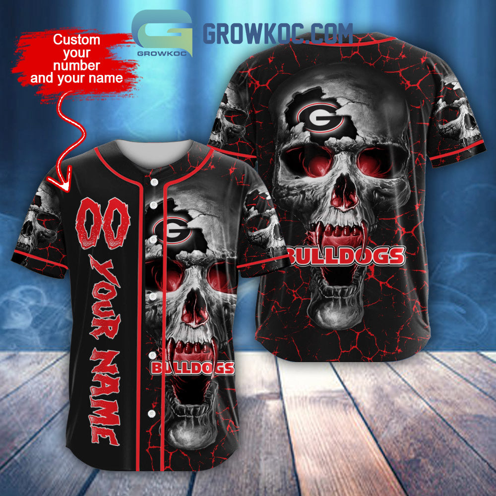 NCAA Georgia Bulldogs Personalized Skull Design Baseball Jersey baseball jersey product view 1