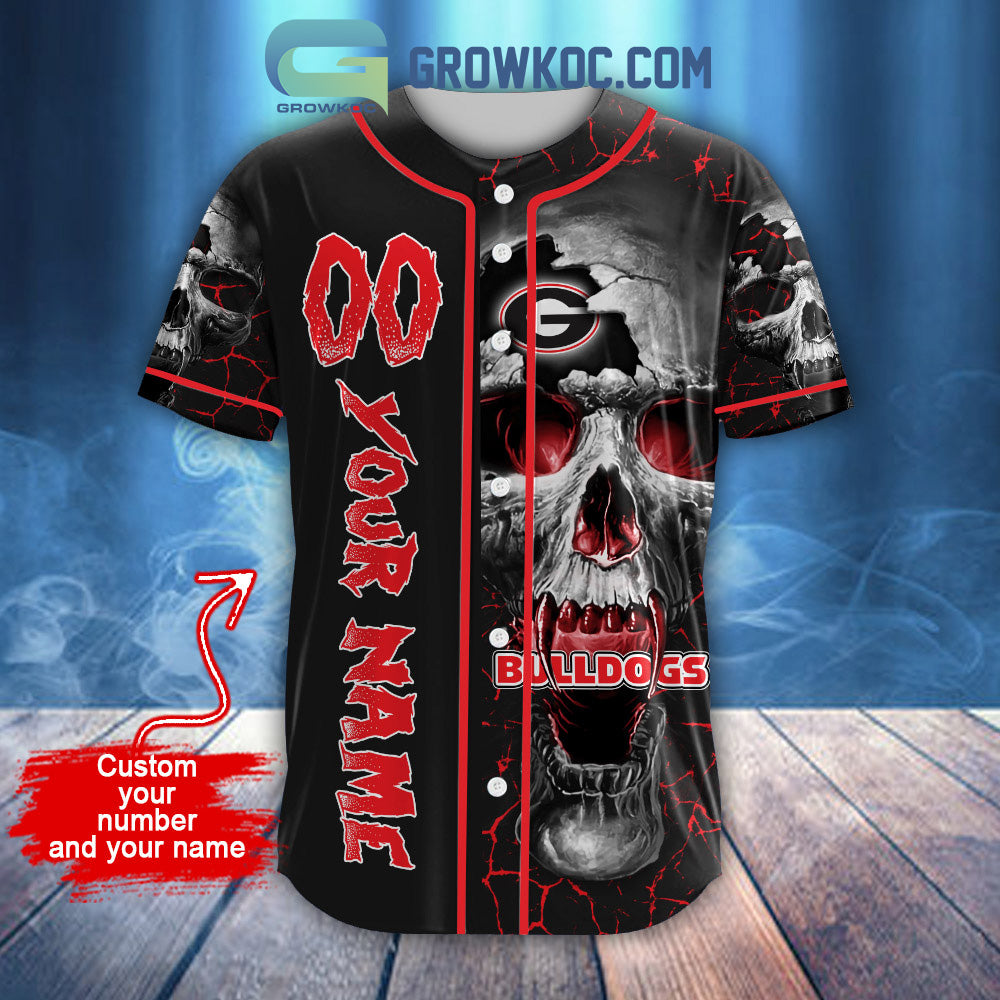 NCAA Georgia Bulldogs Personalized Skull Design Baseball Jersey baseball jersey product view 2