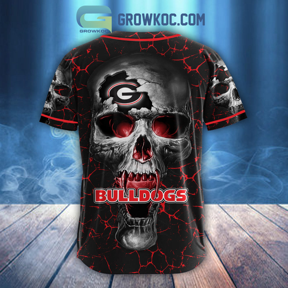 NCAA Georgia Bulldogs Personalized Skull Design Baseball Jersey baseball jersey product view 3