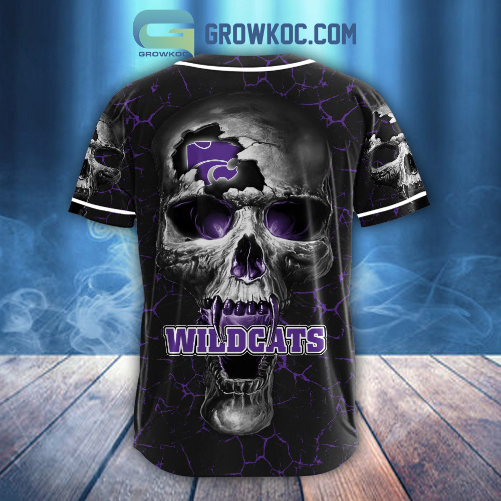 NCAA Kansas State Wildcats Personalized Skull Design Baseball Jersey baseball jersey product view 3