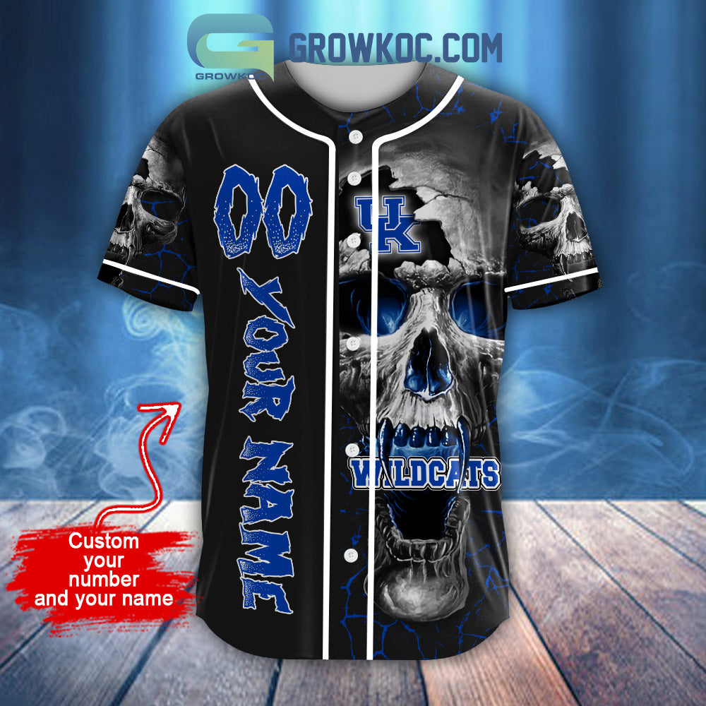 NCAA Kentucky Wildcats Personalized Skull Design Baseball Jersey baseball jersey product view 2